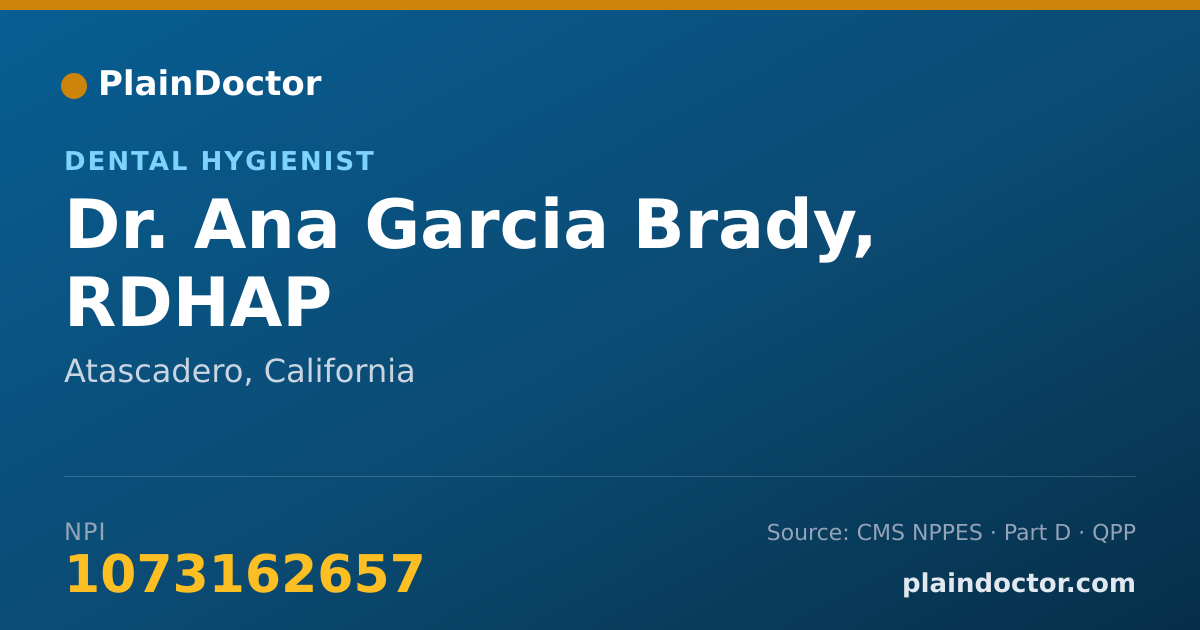 Shareable card for Ana Garcia Brady, RDHAP - Dental Hygienist, Atascadero, CA