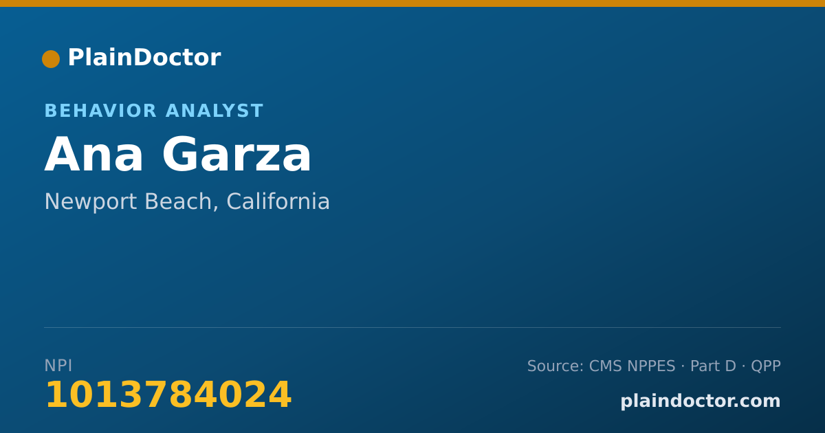 Shareable card for Ana Garza - Behavior Analyst, Newport Beach, CA