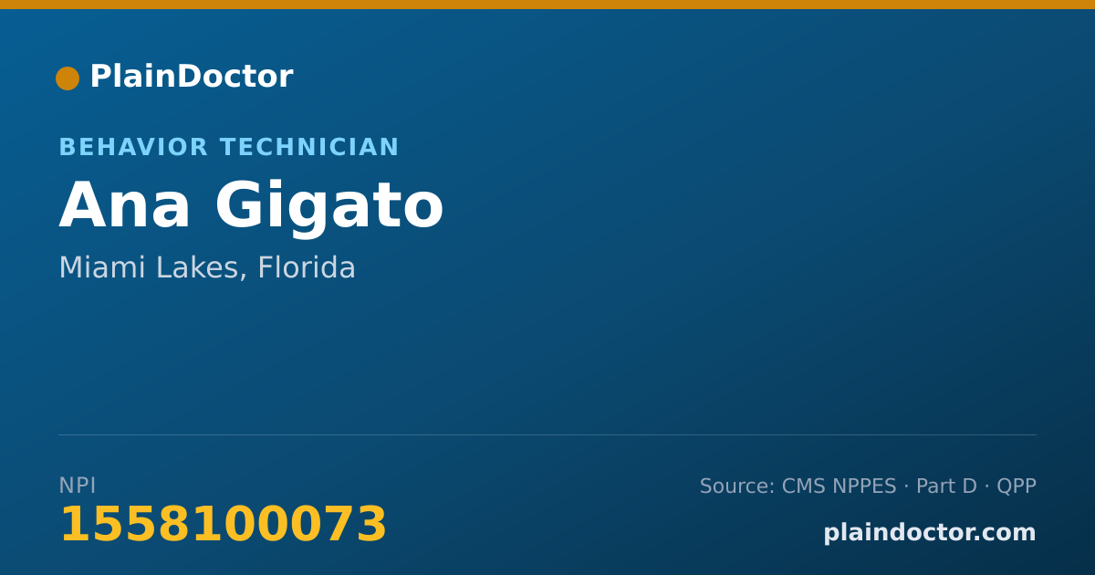 Shareable card for Ana Gigato - Behavior Technician, Miami Lakes, FL