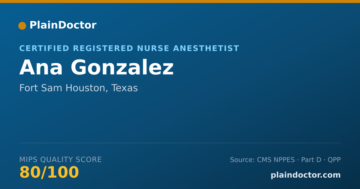 Shareable card for Ana Gonzalez - Certified Registered Nurse Anesthetist, Fort Sam Houston, TX