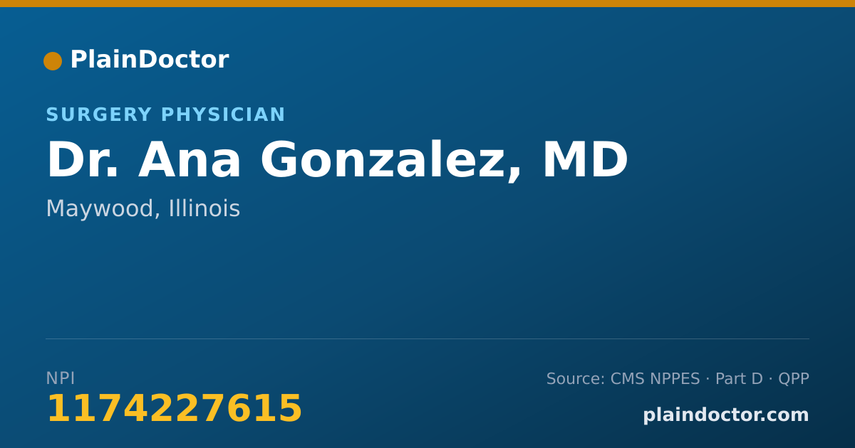 Shareable card for Ana Gonzalez, MD - Surgery Physician, Maywood, IL