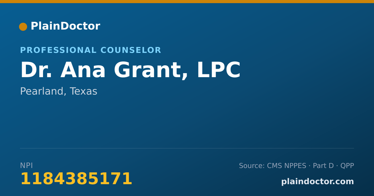 Shareable card for Ana Grant, LPC - Professional Counselor, Pearland, TX