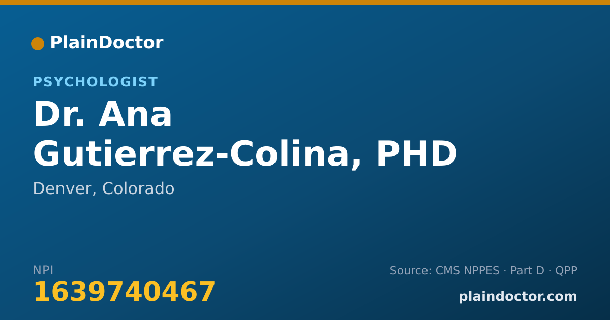 Shareable card for Ana Gutierrez-Colina, PHD - Psychologist, Denver, CO