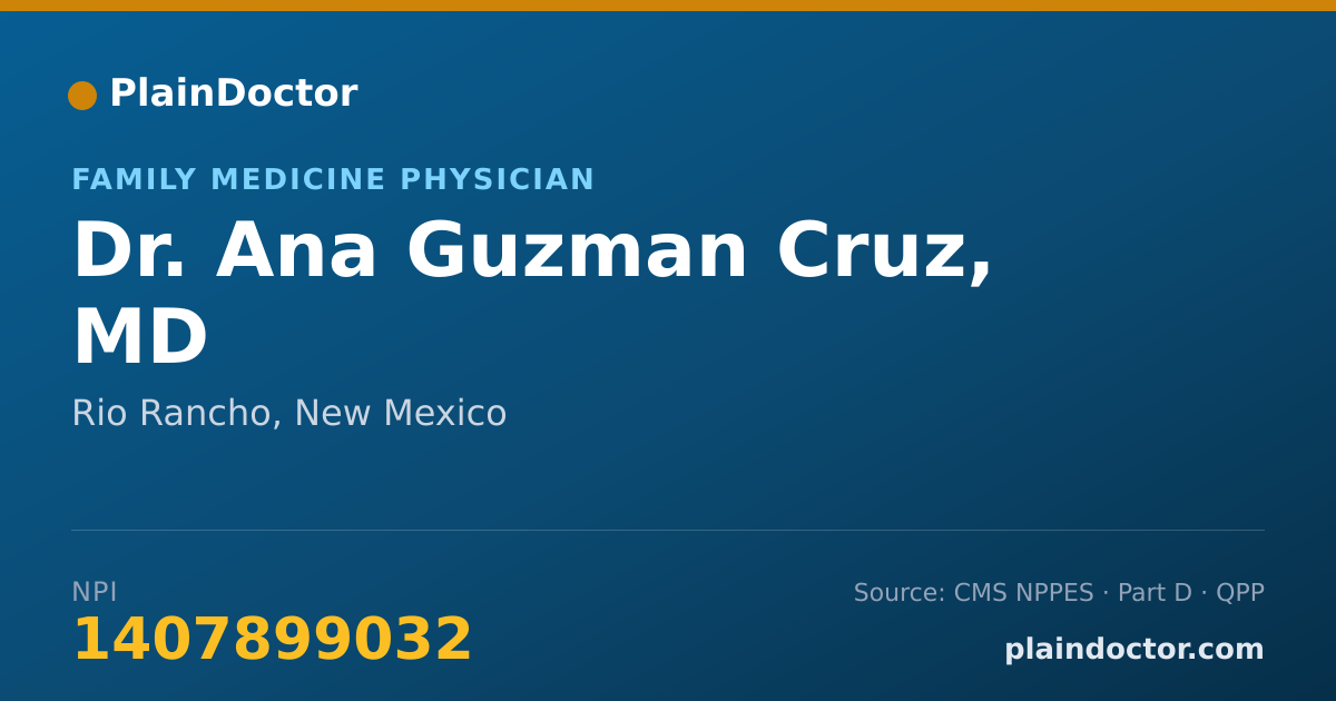 Shareable card for Ana Guzman Cruz, MD - Family Medicine Physician, Rio Rancho, NM