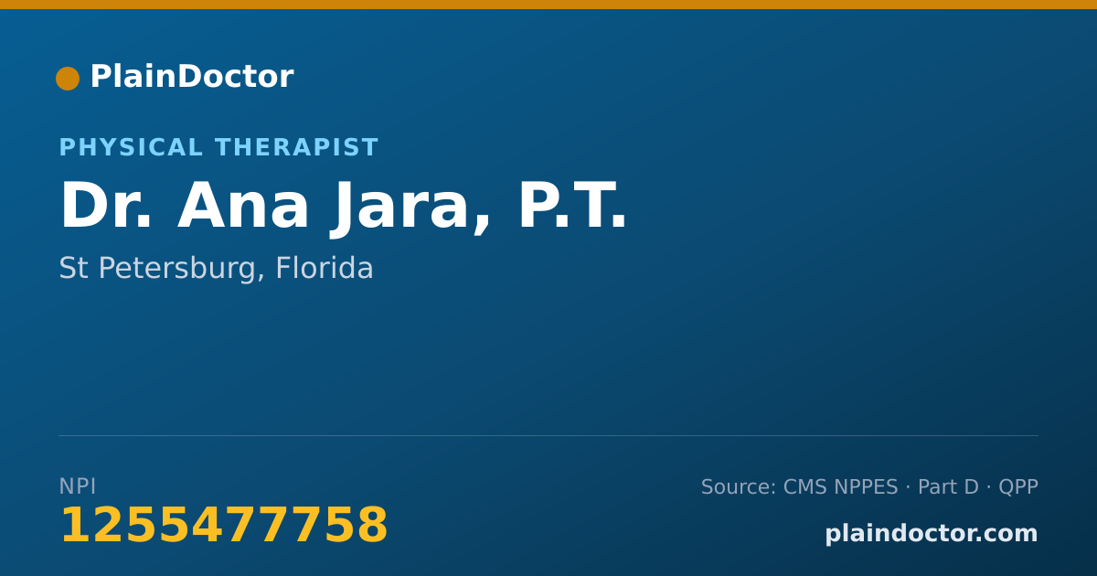 Shareable card for Ana Jara, P.T. - Physical Therapist, St Petersburg, FL