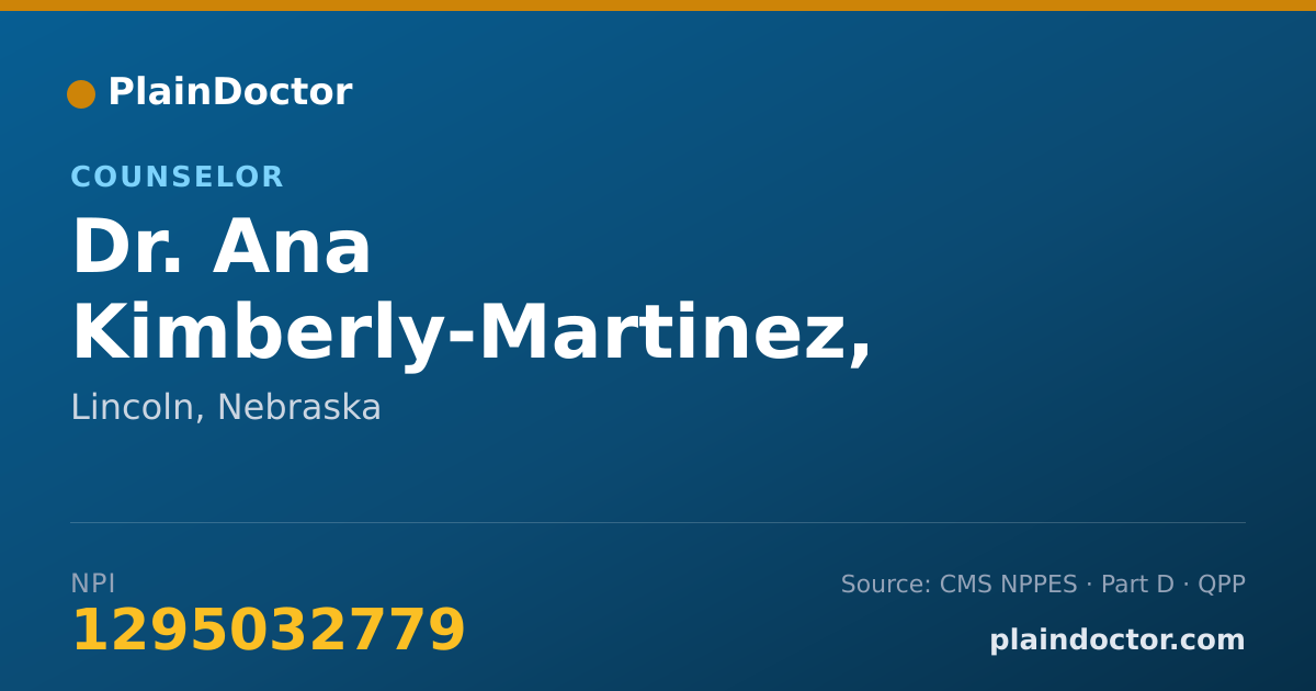 Shareable card for Ana Kimberly-Martinez, LIMHP - Counselor, Lincoln, NE