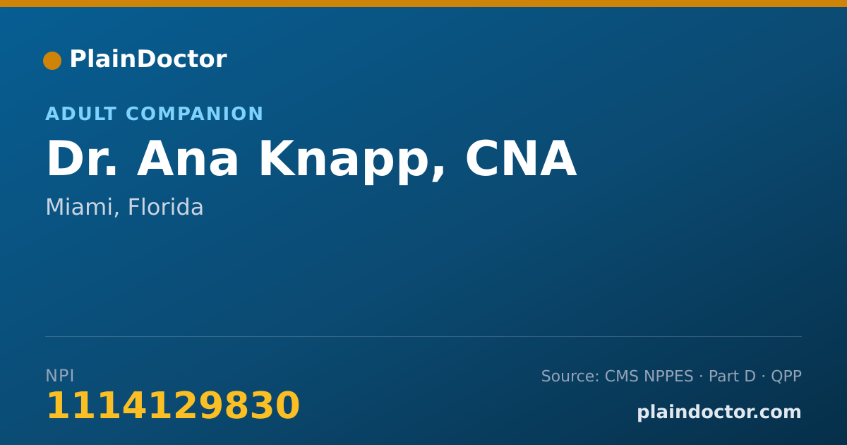 Shareable card for Ana Knapp, CNA - Adult Companion, Miami, FL