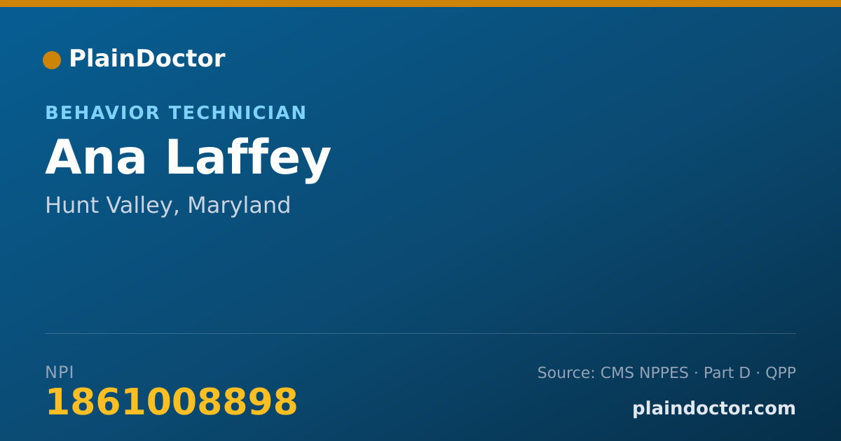 Shareable card for Ana Laffey - Behavior Technician, Hunt Valley, MD