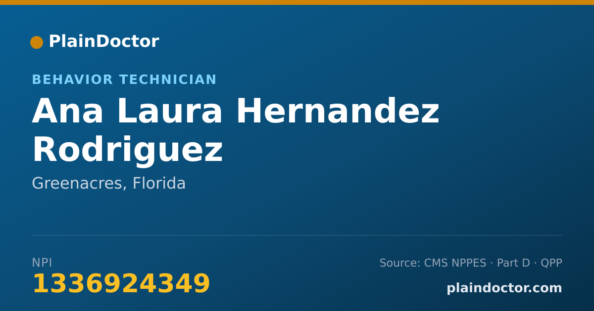 Shareable card for Ana Laura Hernandez Rodriguez - Behavior Technician, Greenacres, FL
