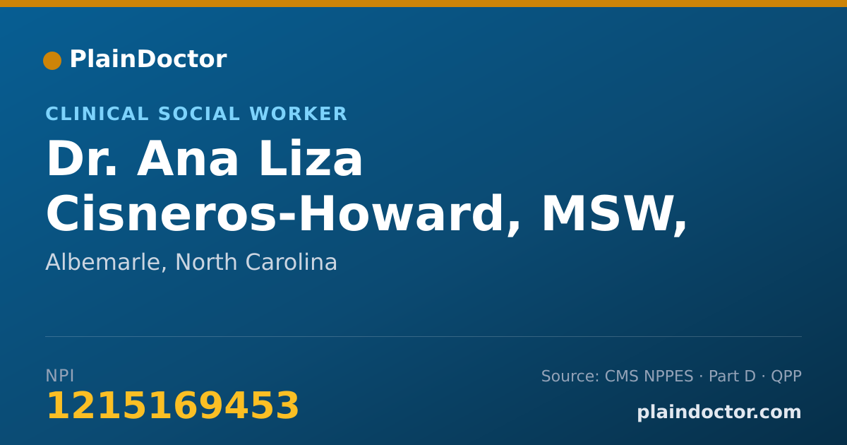 Shareable card for Ana Liza Cisneros-Howard, MSW, LCSW - Clinical Social Worker, Albemarle, NC