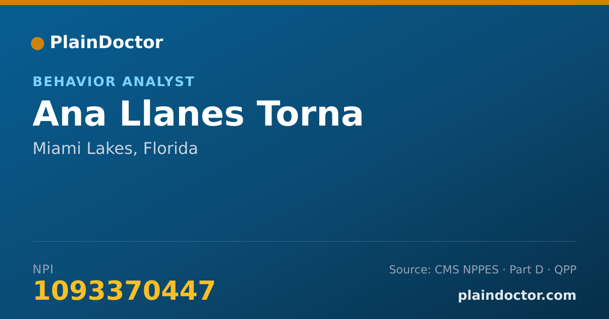 Shareable card for Ana Llanes Torna - Behavior Analyst, Miami Lakes, FL