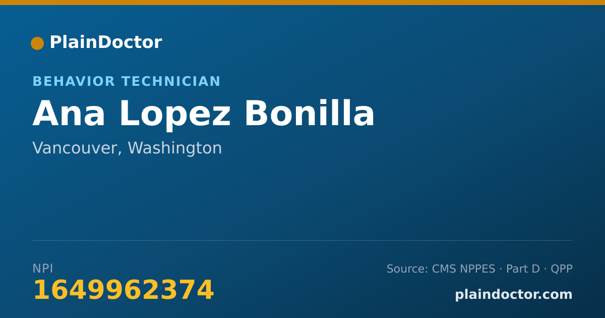 Shareable card for Ana Lopez Bonilla - Behavior Technician, Vancouver, WA