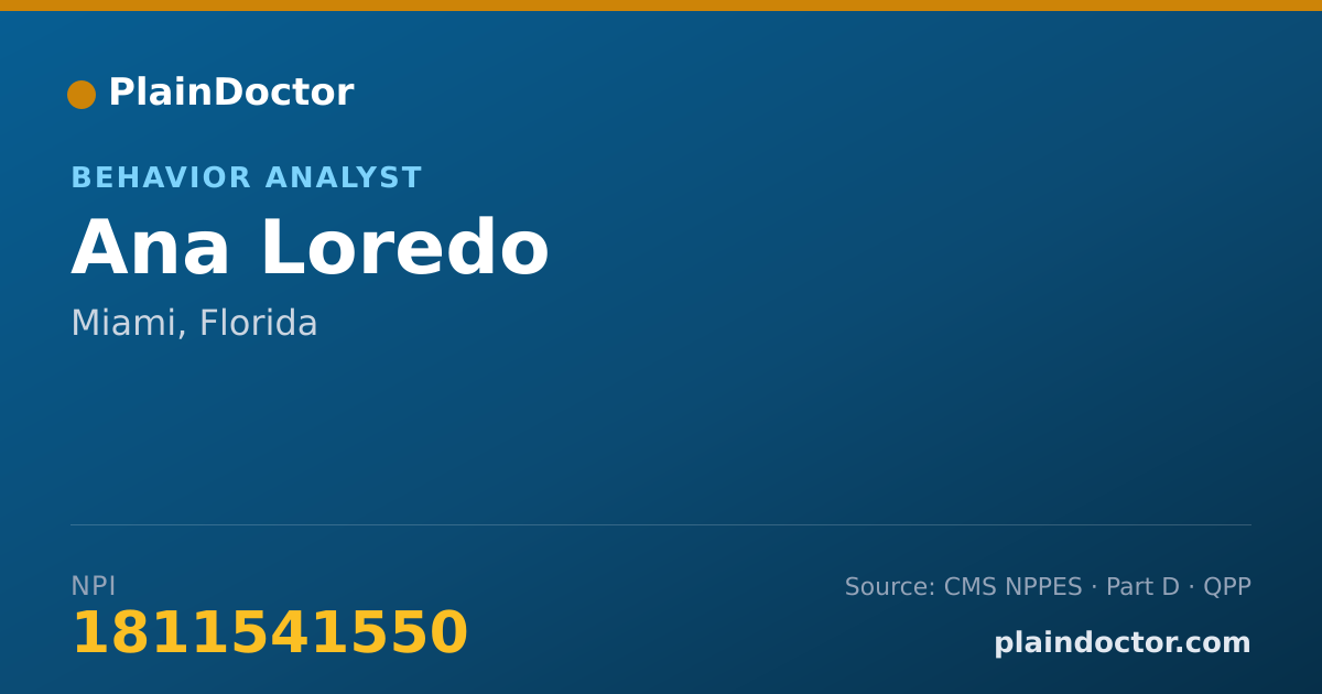 Shareable card for Ana Loredo - Behavior Analyst, Miami, FL