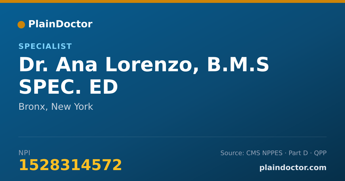 Shareable card for Ana Lorenzo, B.M.S SPEC. ED - Specialist, Bronx, NY