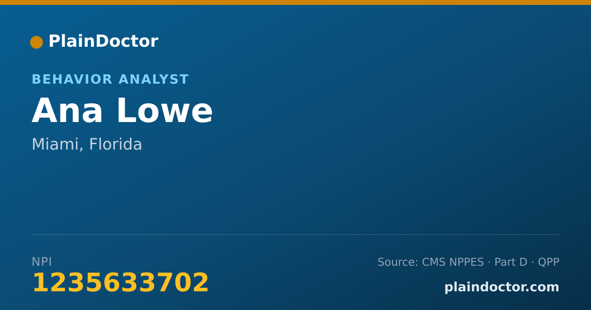 Shareable card for Ana Lowe - Behavior Analyst, Miami, FL