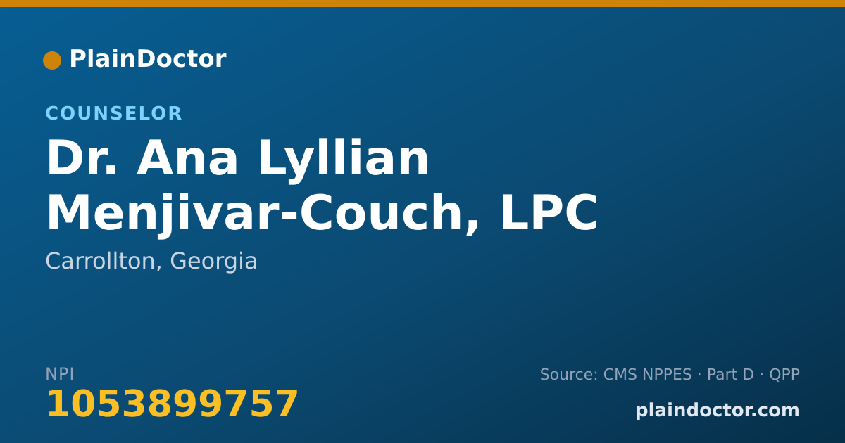 Shareable card for Ana Lyllian Menjivar-Couch, LPC - Counselor, Carrollton, GA