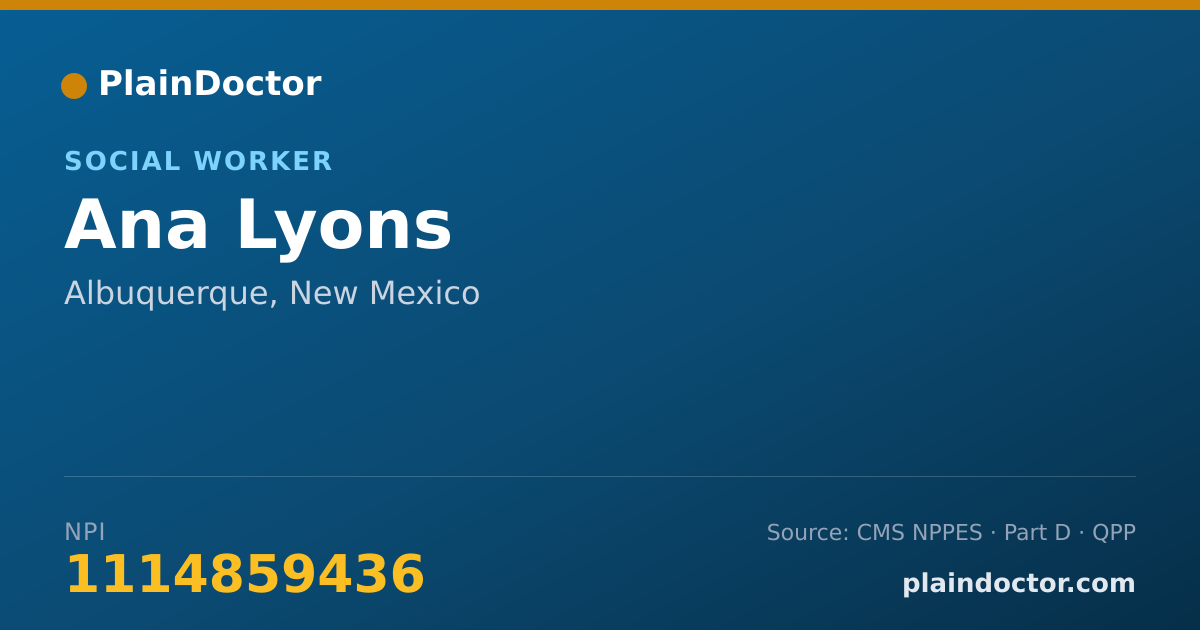 Shareable card for Ana Lyons - Social Worker, Albuquerque, NM