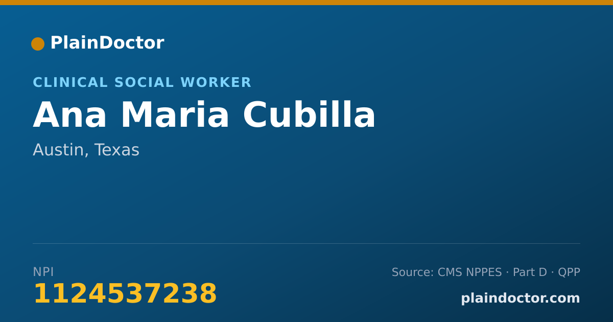 Shareable card for Ana Maria Cubilla - Clinical Social Worker, Austin, TX