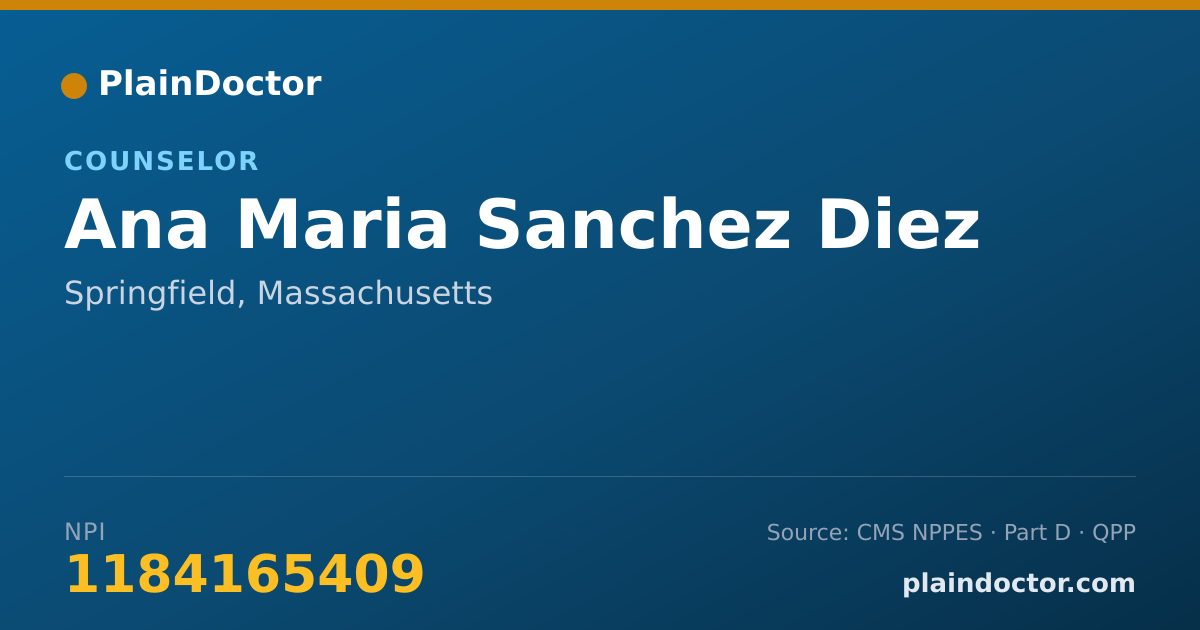 Shareable card for Ana Maria Sanchez Diez - Counselor, Springfield, MA
