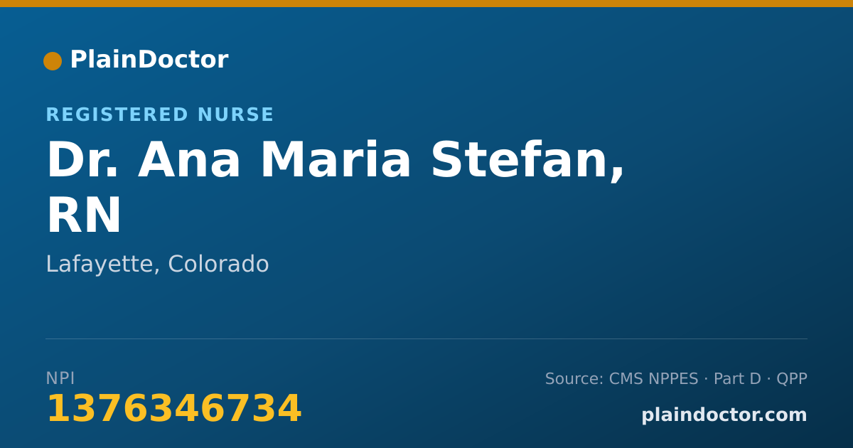 Shareable card for Ana Maria Stefan, RN - Registered Nurse, Lafayette, CO