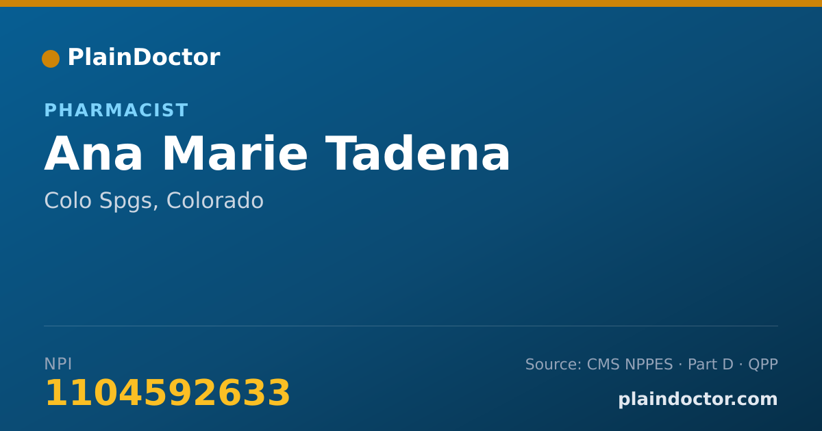 Shareable card for Ana Marie Tadena - Pharmacist, Colo Spgs, CO