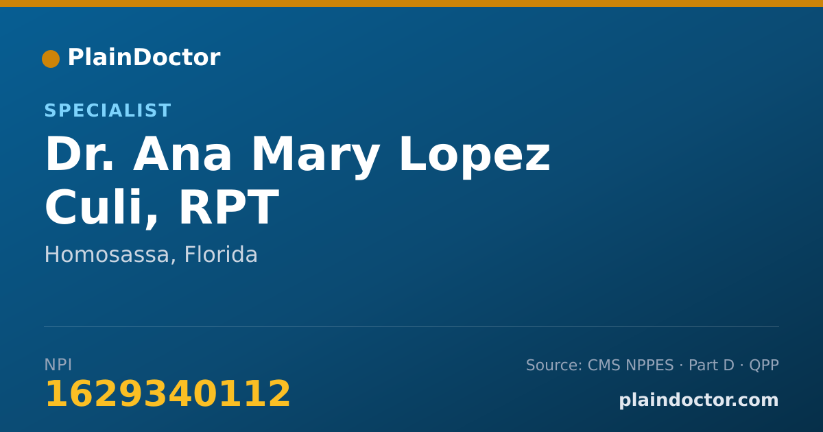 Shareable card for Ana Mary Lopez Culi, RPT - Specialist, Homosassa, FL