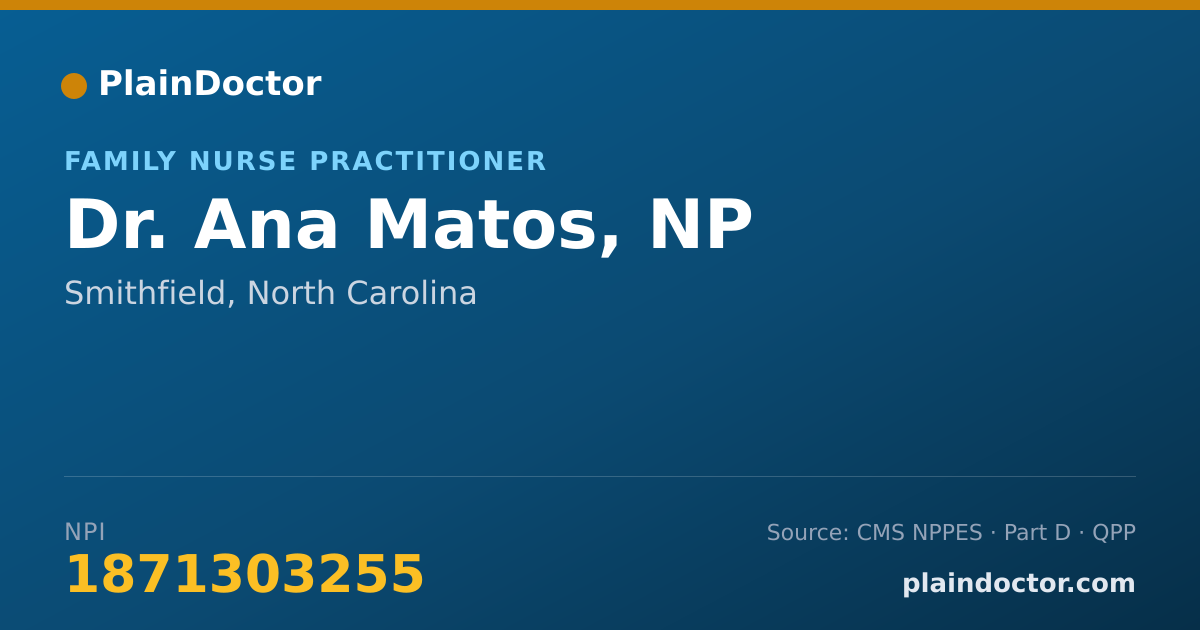 Shareable card for Ana Matos, NP - Family Nurse Practitioner, Smithfield, NC