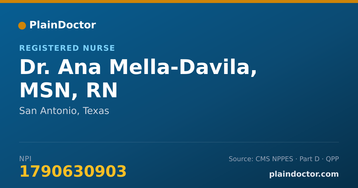 Shareable card for Ana Mella-Davila, MSN, RN - Registered Nurse, San Antonio, TX