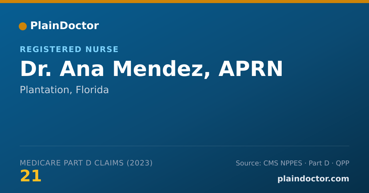 Shareable card for Ana Mendez, APRN - Registered Nurse, Plantation, FL