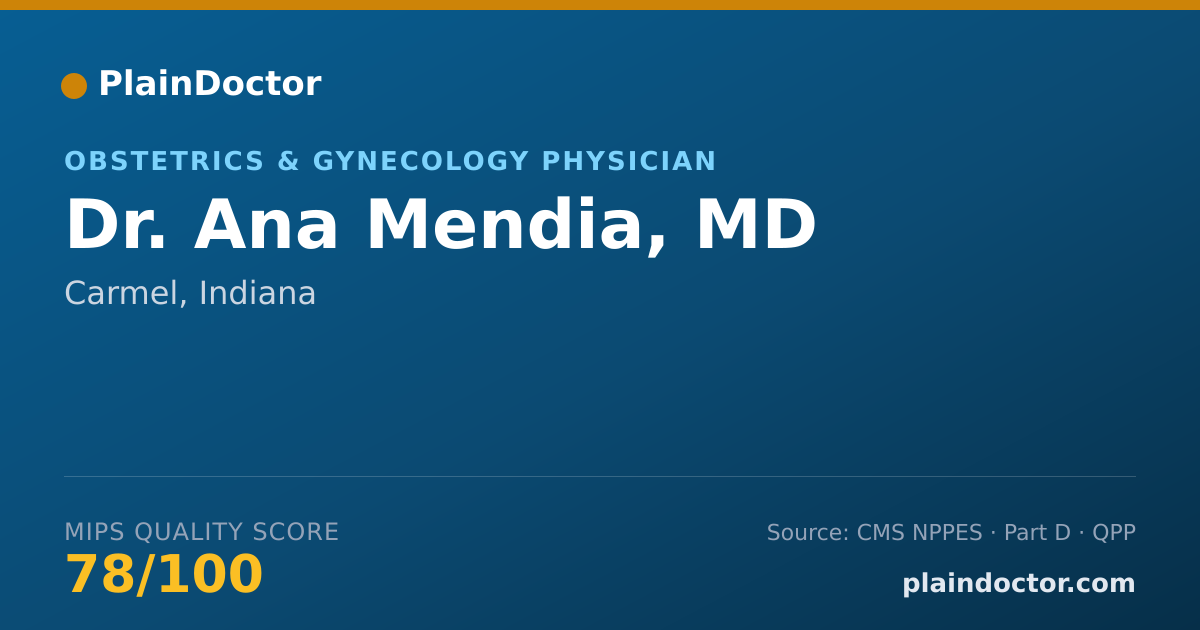 Shareable card for Ana Mendia, MD - Obstetrics & Gynecology Physician, Carmel, IN