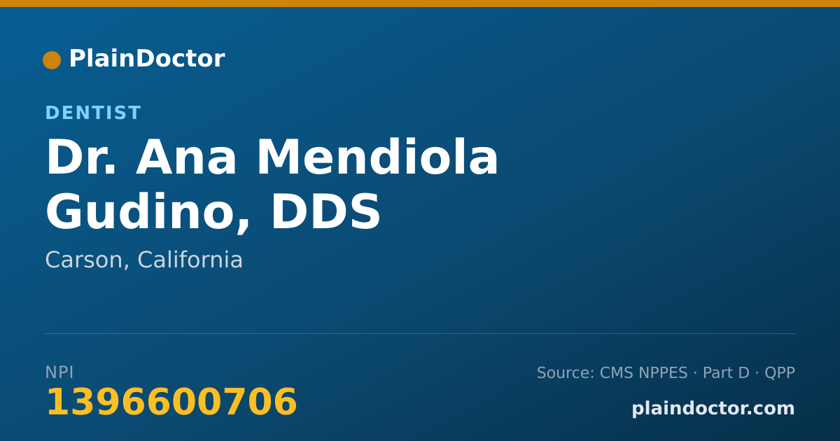 Shareable card for Ana Mendiola Gudino, DDS - Dentist, Carson, CA