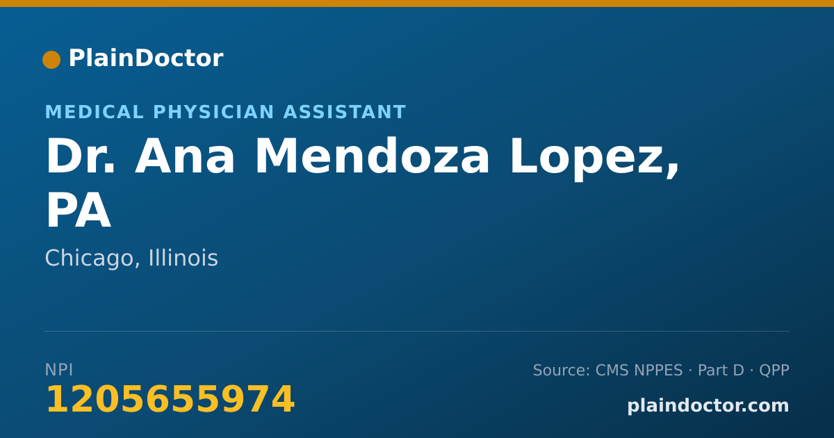 Shareable card for Ana Mendoza Lopez, PA - Medical Physician Assistant, Chicago, IL
