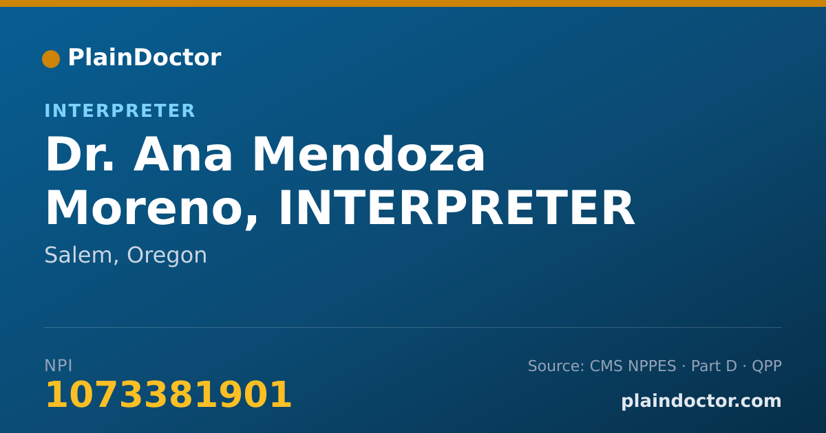 Shareable card for Ana Mendoza Moreno, INTERPRETER - Interpreter, Salem, OR