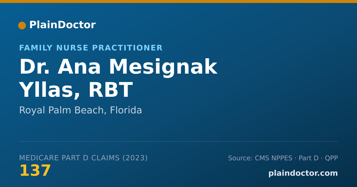 Shareable card for Ana Mesignak Yllas, RBT - Family Nurse Practitioner, Royal Palm Beach, FL