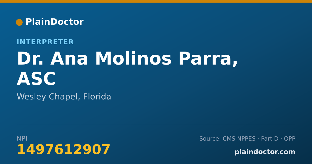 Shareable card for Ana Molinos Parra, ASC - Interpreter, Wesley Chapel, FL