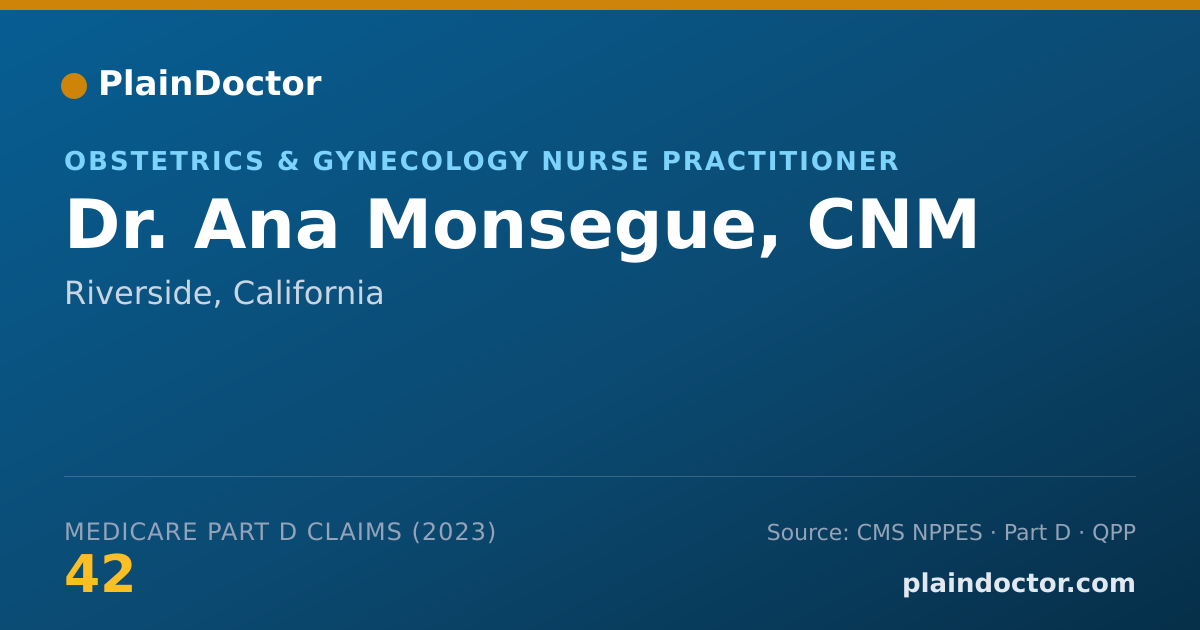 Shareable card for Ana Monsegue, CNM - Obstetrics & Gynecology Nurse Practitioner, Riverside, CA