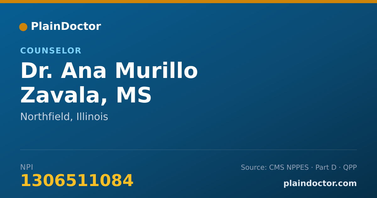 Shareable card for Ana Murillo Zavala, MS - Counselor, Northfield, IL