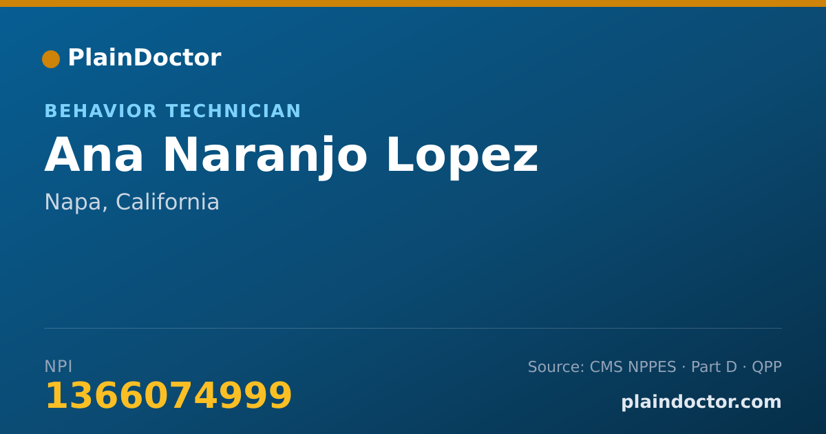 Shareable card for Ana Naranjo Lopez - Behavior Technician, Napa, CA