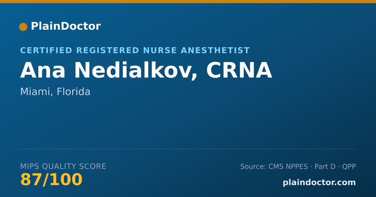 Shareable card for Ana Nedialkov, CRNA - Certified Registered Nurse Anesthetist, Miami, FL