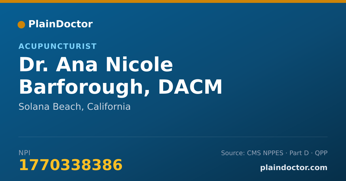 Shareable card for Ana Nicole Barforough, DACM - Acupuncturist, Solana Beach, CA