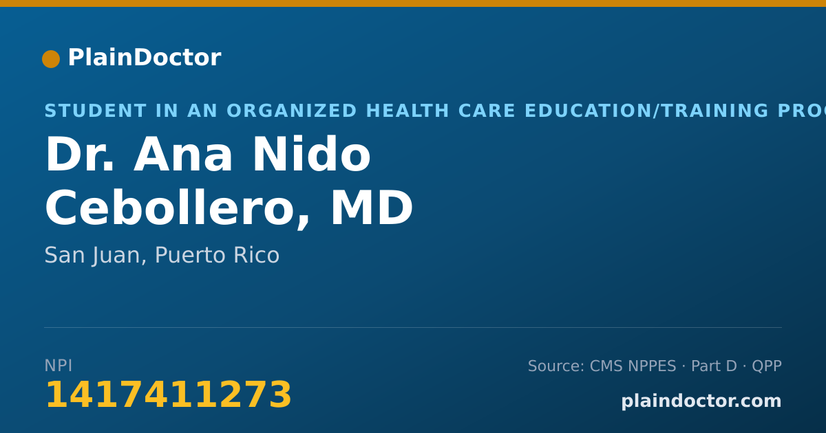 Shareable card for Ana Nido Cebollero, MD - Student in an Organized Health Care Education/Training Program, San Juan, PR