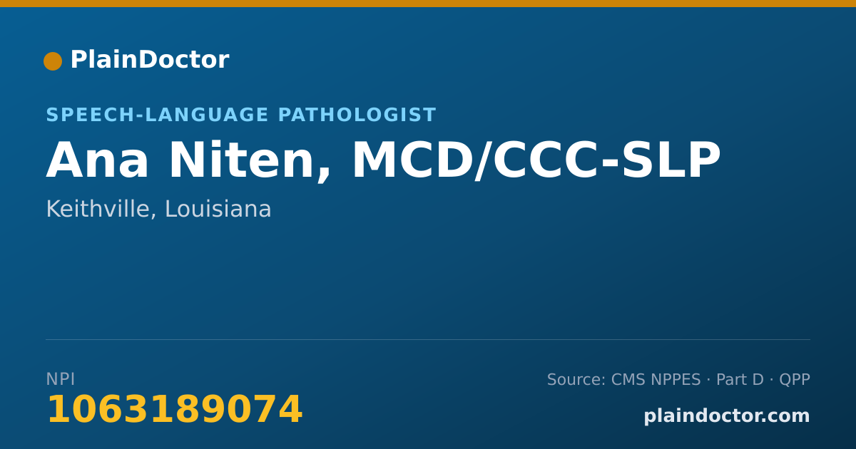 Shareable card for Ana Niten, MCD/CCC-SLP - Speech-Language Pathologist, Keithville, LA