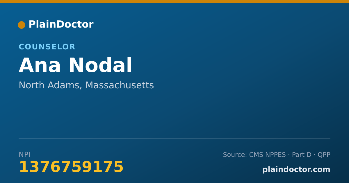 Shareable card for Ana Nodal - Counselor, North Adams, MA