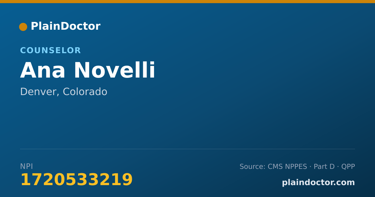 Shareable card for Ana Novelli - Counselor, Denver, CO