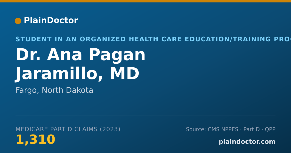 Shareable card for Ana Pagan Jaramillo, MD - Student in an Organized Health Care Education/Training Program, Fargo, ND