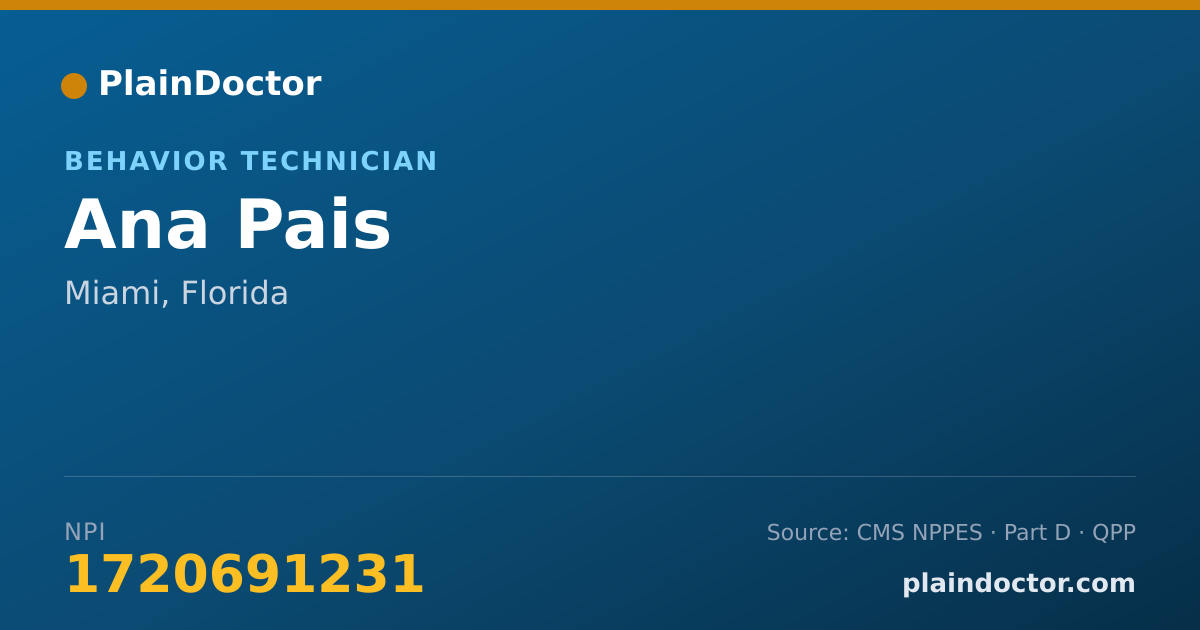 Shareable card for Ana Pais - Behavior Technician, Miami, FL