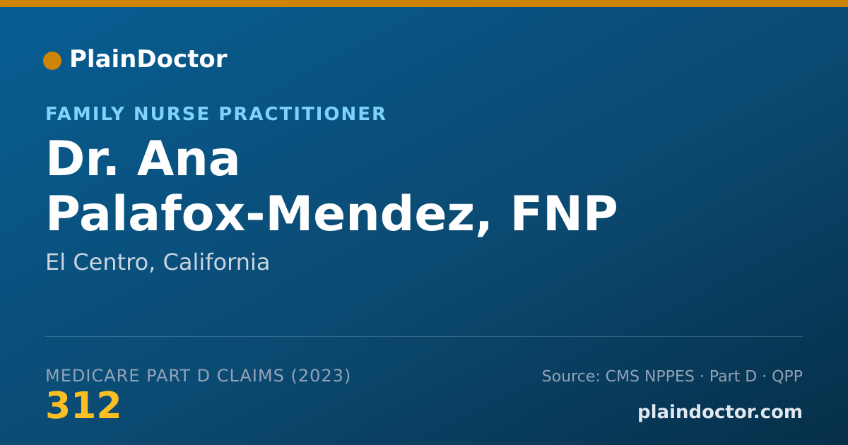 Shareable card for Ana Palafox-Mendez, FNP - Family Nurse Practitioner, El Centro, CA