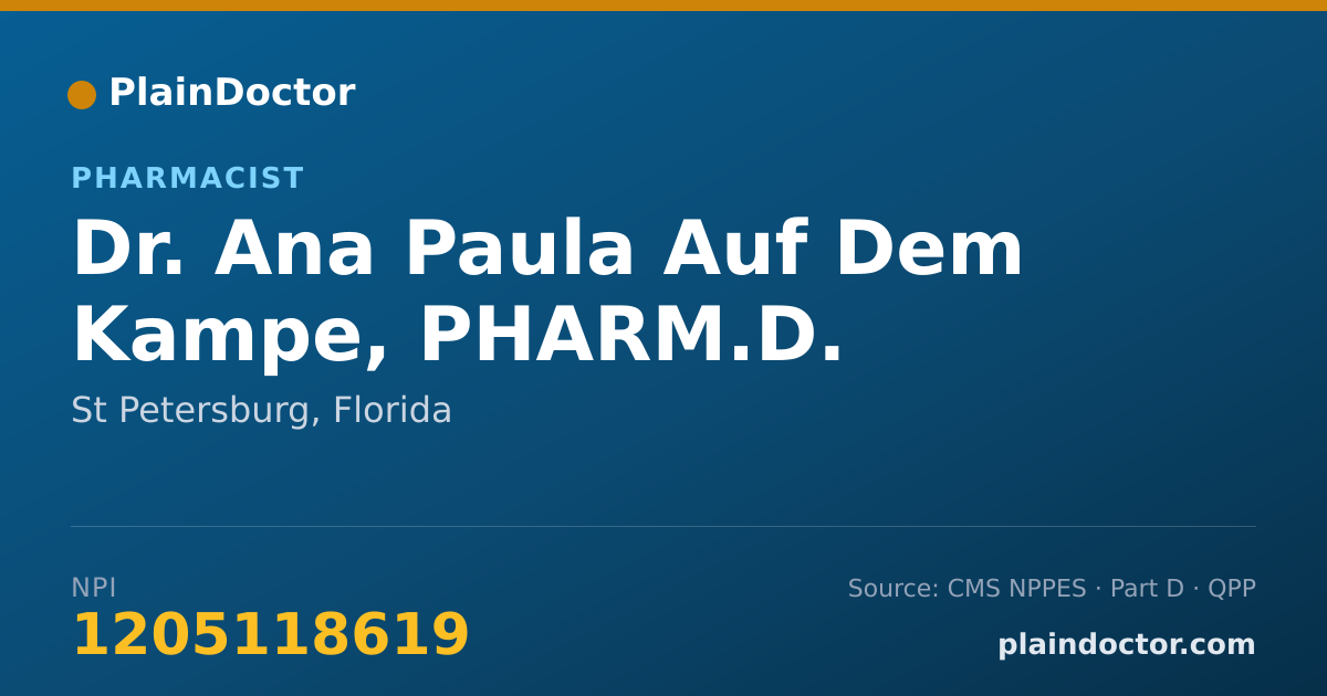 Shareable card for Ana Paula Auf Dem Kampe, PHARM.D. - Pharmacist, St Petersburg, FL