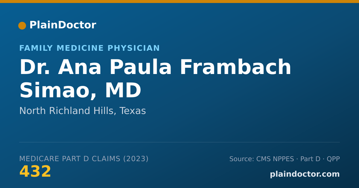 Shareable card for Ana Paula Frambach Simao, MD - Family Medicine Physician, North Richland Hills, TX