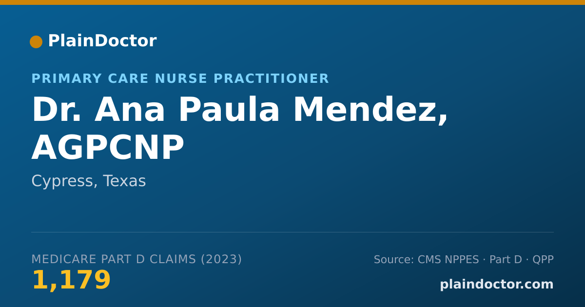 Shareable card for Ana Paula Mendez, AGPCNP - Primary Care Nurse Practitioner, Cypress, TX
